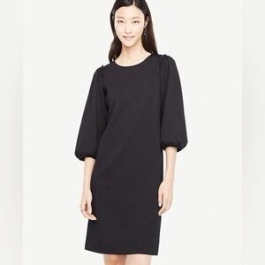 Ann Taylor Puff Sleeve Knit Dress, Black, Size M